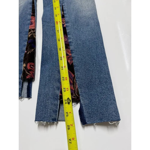 Driftwood Indie Jeans Womens Size 24x26 Floral Embroidered Crop Denim Patchwork - Picture 8 of 9